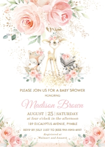 Chic Woodland Blush Floral Invitation 5"x7" WG16 design preview