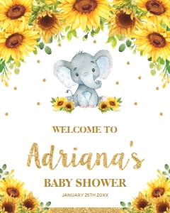 Elephant Boy Sunflower Welcome Sign 16"x20" design preview