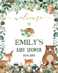 Woodland Forest Greenery Welcome Sign 24"x30": Woodland Forest Greenery Welcome Sign 24"x30"