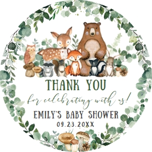 Woodland Animals Greenery Circle Label 2" WG17 design preview