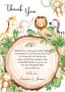 Jungle Animals Greenery Thank You Card JA1 5"x7" design preview