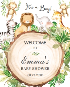 Jungle Friends Wood Greenery Welcome Sign JA1 16"x20" design preview
