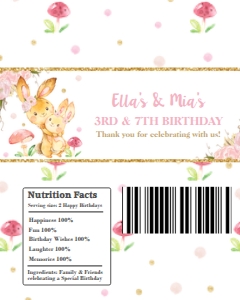Pink Floral Rabbits Chocolate Bar Wrapper design preview