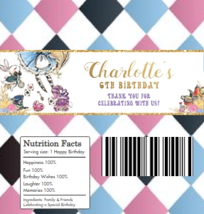 Alice in Wonderland Chocolate Bar Wrappers design preview