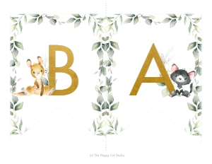 Chic Greenery Australian Animals Flag Banner - 2 Banners per Letter Size Paper design preview