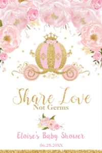 Pink Floral Carriage Hand Sanitizer Labels design preview