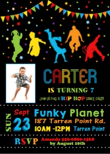 Hip Hop Dance Party Photo Invitation 5"x7" design preview