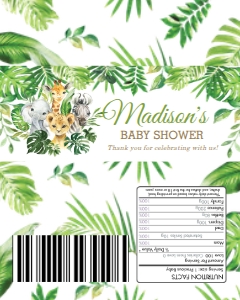 Greenery Jungle Animals Chocolate Bar Wrappers design preview