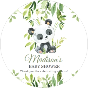 Panda Greenery Round Label 2" design preview
