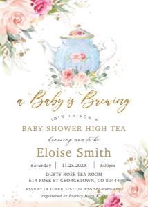 Elegant A Baby is Brewing Baby Shower Invitation 5"x7" design preview