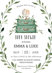 Greenery Adventure Baby Shower Invitation 5"x7" design preview