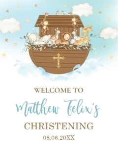 Noah's Ark Blue Welcome Sign 24"x30" design preview