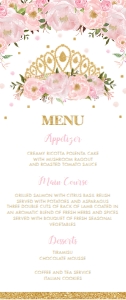 Blush Pink Floral Tiara Menu design preview