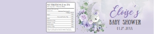 Whimsical Sleeping Baby Koala Purple Floral Water Bottle Labels for 600ml or 20oz Spring Water Bottles design preview