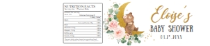 Whimsical Baby Bear Blush Pink Floral Water Bottle Labels for 600ml or 20oz Spring Water Bottles design preview