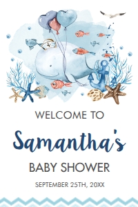 Whale Nautical Welcome Sign 24"x36" design preview