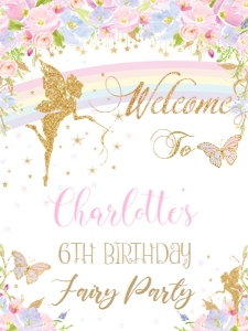 Rainbow Fairy Floral Welcome Sign 18"x24" design preview