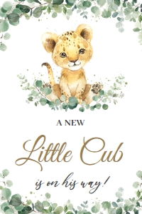 Greenery Lion Cub Boy Gender Neutral Sign 24"x36" design preview