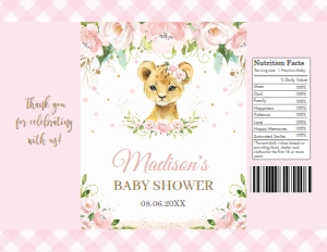 Blush Pink Floral Lion Cub Chip Bag Template - Letter Size Paper design preview