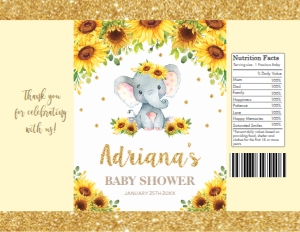 Sunflower Elephant Chip Bag Template - Letter Size Paper design preview