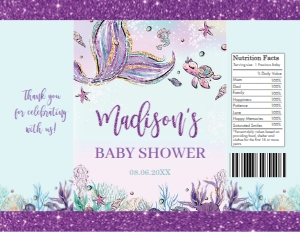 Whimsical Mermaid Chip Bag Template - Letter Size Paper design preview