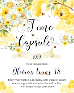 Bees Yellow Floral Time Capsule Sign 16"x20" BB1 design preview