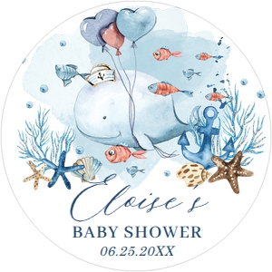 Nautical Whale Circle Label 2" design preview