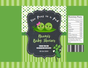 Two Peas in a Pod Twins Boy Girl Baby Shower Chip Bag Template - Letter Size Paper design preview
