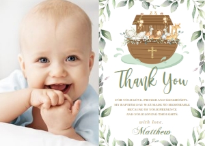 Noah's Ark Greenery Photo Thank You Note 5"x7" design preview