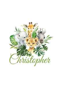 Jungle Animals Greenery Iron On Transfer design preview