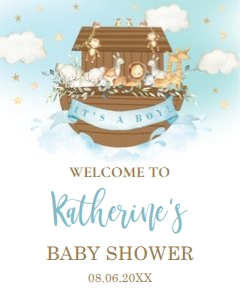 Noah's Ark Blue Banner Welcome Sign 24"x30" design preview