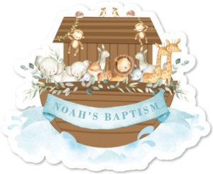 Noah's Ark Blue Banner Cupcake Topper 2.192"x 1.788" design preview