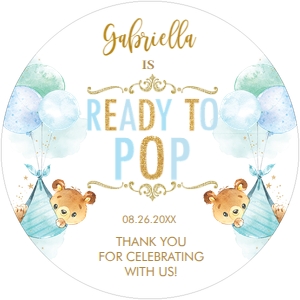 Cute Bears Twin Boys Ready to Pop 2 Inches Round Label design preview