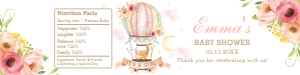 Blush Floral Hot Air Balloon Baby Animals Water Bottle Label 8"x2" design preview