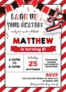 Ice Skating Invitation Red 5"x7" design preview