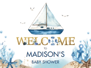 Nautical Boat Welcome Sign 18"x24": Nautical Boat Welcome Sign 18"x24"