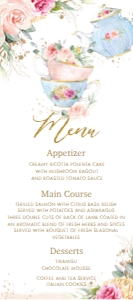 Blush Floral Tea Party Menu Template 4"x9" design preview