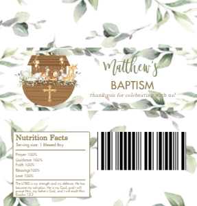 Noah's Ark Greenery Chocolate Bar Wrapper Templates design preview
