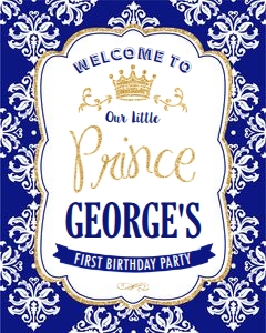 Royal Blue Little Prince Welcome Sign 16"x20" design preview