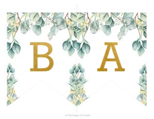 Elephant Eucalyptus Greenery Flag Banner - Letter Size Paper design preview