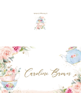 Blush Pink Floral Tea Party Place Card 3.5"x2" design preview