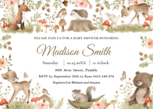 Vintage Woodland Animals Invitation 5"x7": Vintage Woodland Animals Invitation 5"x7"
