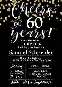 Cheers to Age Years - Adult Surprise Birthday Invitation 5x7 - for men design preview
