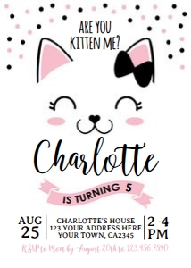 Kitty Cat Birthday Invitation - www.printerfairy.com: Kitty Cat Invitation - www.printerfairy.com