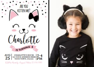 Kitty Cat Birthday Invitation with Photo - www.printerfairy.com: Kitty Cat Birthday Invitation with Photo - www.printerfairy.com