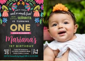 Fiesta Floral First Birthday Invitation - www.printerfairy.com: Fiesta_Floral_Photo_2