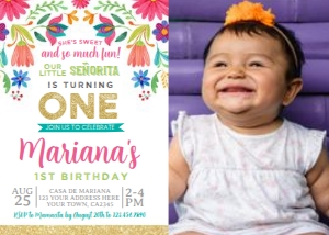 Fiesta Floral First Birthday Invitation - www.printerfairy.com: Fiesta_Floral_Photo_1