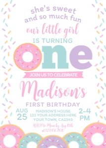 Donut First Birthday Invitation - www.printerfairy.com: Donut_Invitation001