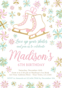 Ice Skating Birthday Party Invitation - www.printerfairy.com design preview