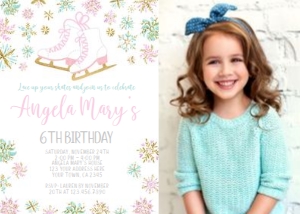 Ice Skating Birthday Party Invitation with Photo - www.printerfairy.com design preview